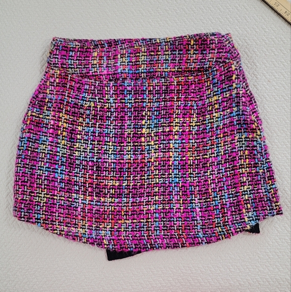 Blush Noir Bright Multicolor Tweed Women's Wrap Skirt Size Small - Picture 7 of 13